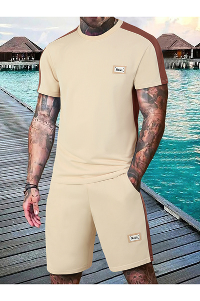 Take Two By Styli Men Text Printed T-Shirt and Pocket Detail Shorts Co-Ords