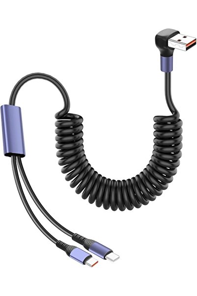 The Bros USB to Type C Cable Coiled, Coiled Multi USB Charging Cable 2 in 1 M...