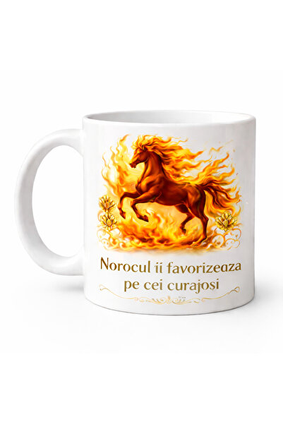 OEM Lucky gift mug with the Fire Horse, Fortune favors the brave, TIPO-ART