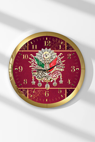 Zevahir Mobilya Dekorasyon Ceas de perete rotund din MDF cu tematică Tugra ot...