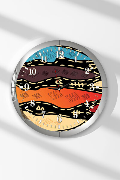 Zevahir Mobilya Dekorasyon Silver Framed Colorful Waves Themed Round Mdf Wall...