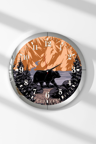 Zevahir Mobilya Dekorasyon Silver Framed Silence of the Mountains Themed Roun...