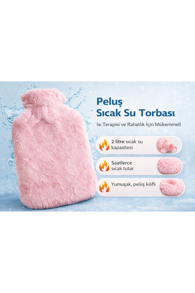 Bestchoice Sıcak Su Torbası Peluş Kılıflı 2 Litre Pembe
