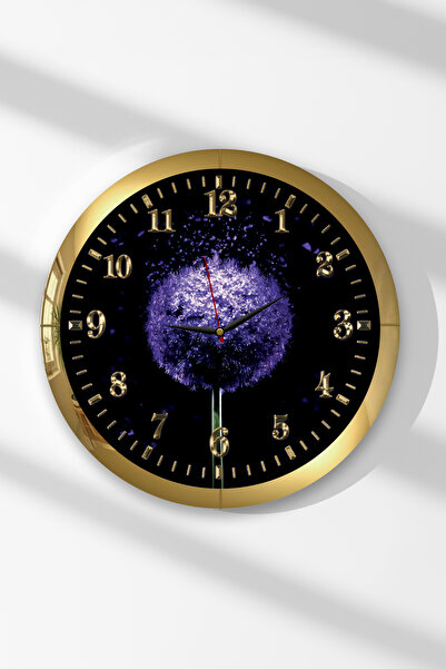 Zevahir Mobilya Dekorasyon Gold Framed Purple Particle-Themed Round Mdf Wall ...