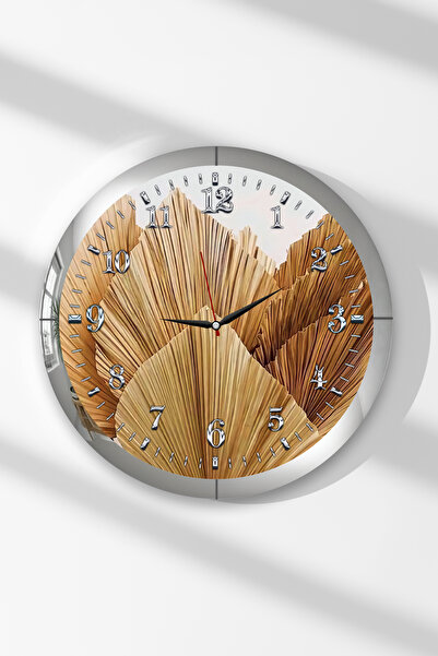 Zevahir Mobilya Dekorasyon Ceas de perete rotund din MDF cu tematică frunze d...