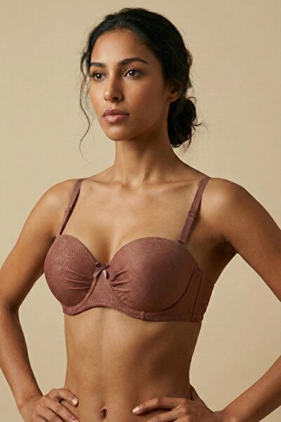 Infaith Women's Strapless Underwire Non-Padded Corded Fabric Bra - Suitable f...