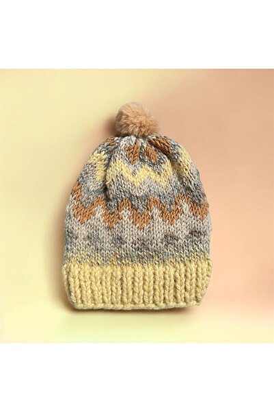 The Cloudish Shop Hand Knitted Mixed Pattern Baby Beanie Yellow Coffee Beige ...