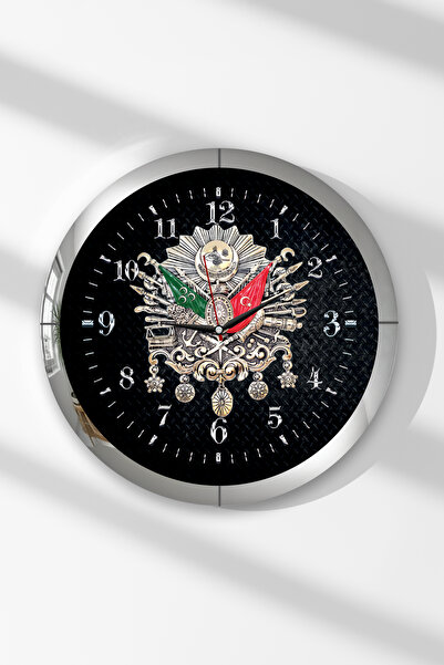 Zevahir Mobilya Dekorasyon Ceas de perete rotund din MDF cu tematică Tughra o...