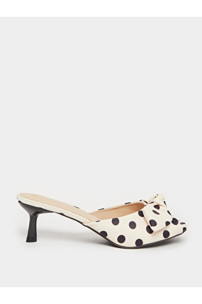 Styli Beige Polka Dot Kitten Heel Sandals