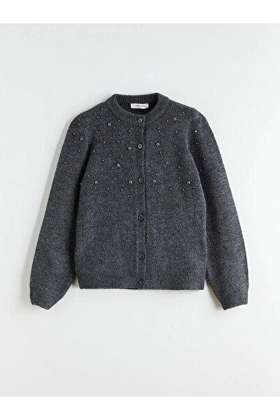 LC Waikiki Crew Neck Stone Women's Knitwear Cardigan