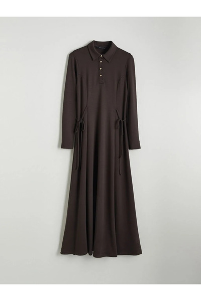 LC Waikiki Shirt Collar Waist Tie Dress