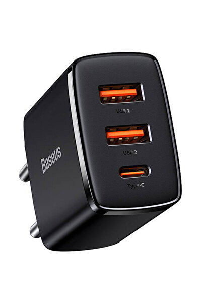 Baseus CCXJ-E01, 2x USB, 1x USB-C, 3A, Black