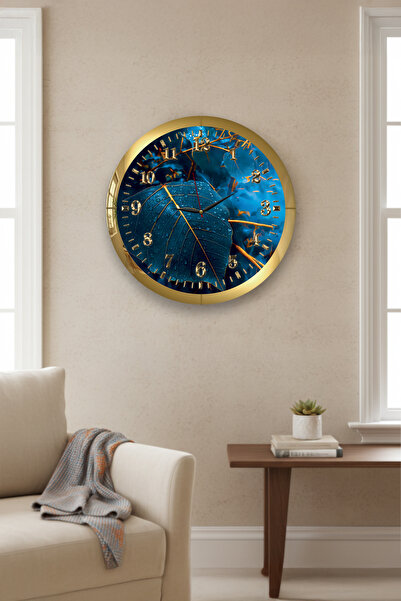 Zevahir Mobilya Dekorasyon Ceas de perete rotund din MDF cu tematică frunze c...