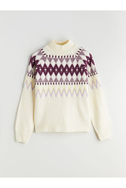 LC Waikiki Half Turtleneck Patterned Women's Knitwear Sweater