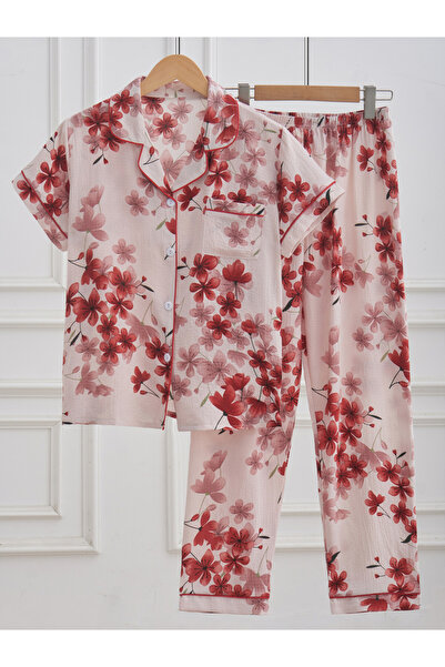 Take Two By Styli Women Floral Print Shirt and Pyjama Set