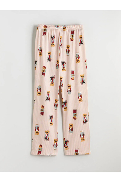 LC Waikiki Shirt Collar Bear Teddy Printed Women's Pajama Set