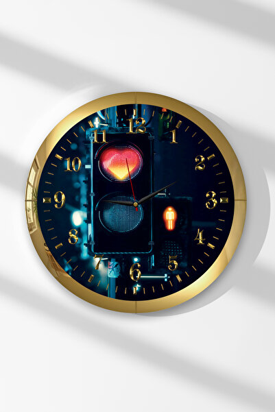 Zevahir Mobilya Dekorasyon Gold Framed Traffic Rules Save Lives Themed Round ...