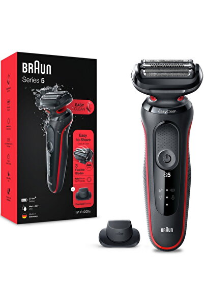 Braun 51-R1200s Wet & Dry Shaver, Black/Red