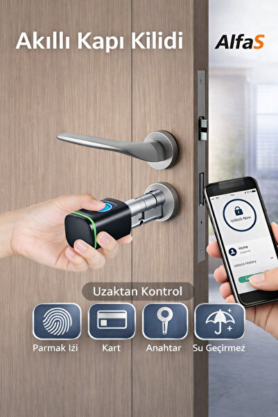 ALFAS Parmak İzli Anahtarlı Kartlı ve Uzaktan Kontrollü Pvc Ahşap Aliminyüm U...
