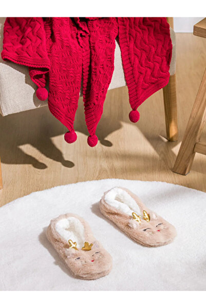 LC Waikiki Plush Slippers - Ecru - Casual