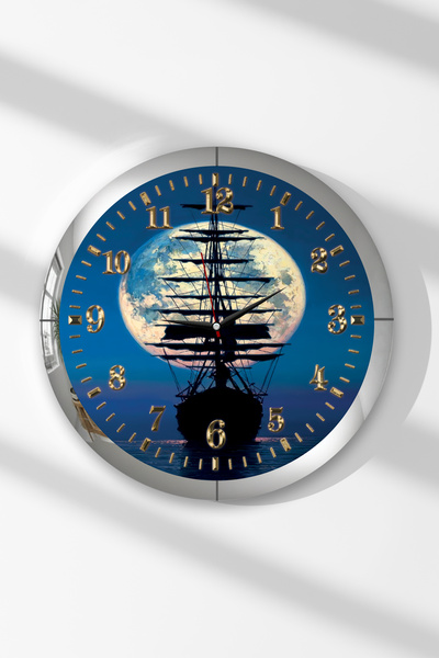 Zevahir Mobilya Dekorasyon Ceas de perete rotund din MDF cu tematică a navei ...