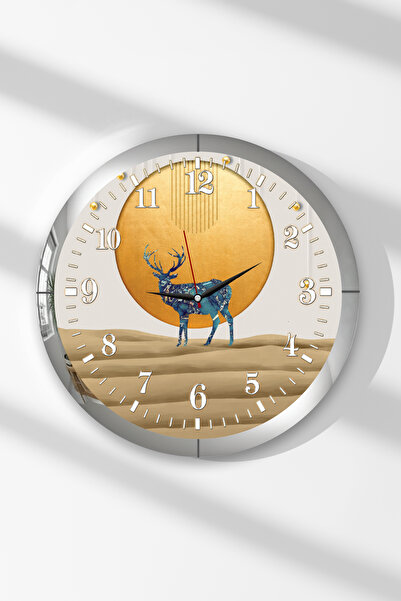 Zevahir Mobilya Dekorasyon Ceas de perete rotund din MDF cu tematică de cerb,...