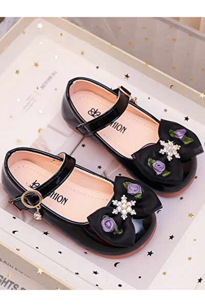 Take Two By Styli Girls Bow and Rhinestone Mary Jane Shoes