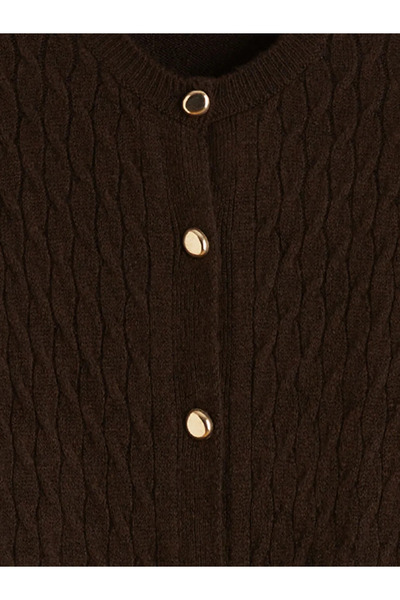 LC Waikiki Crew Neck Self Patterned Women's Knitwear Cardigan