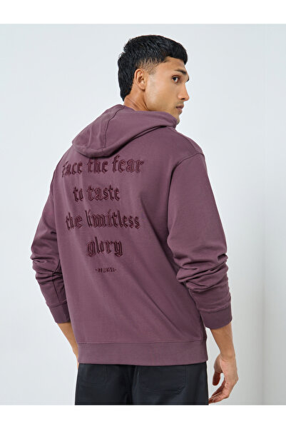 Styli Men Relaxed Fit Embroidered Terry Hoodie