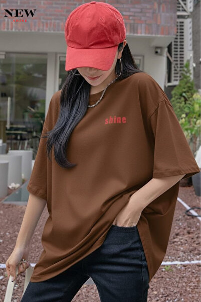 New Shine تي شيرت مطبوع عليه شعار SHINE للجنسين