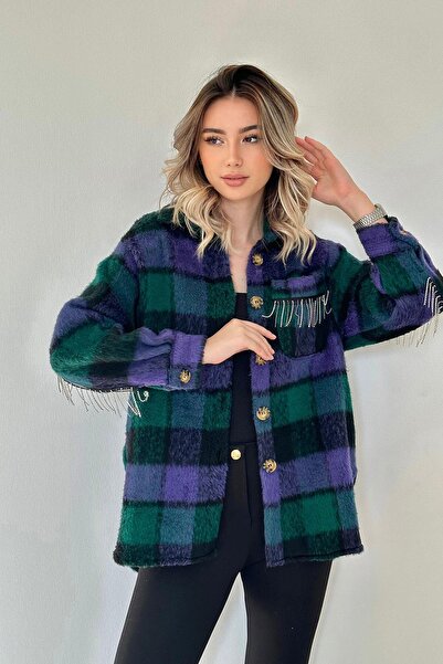 Leina Taşlı Püskül Detaylı Ekose Gömlek