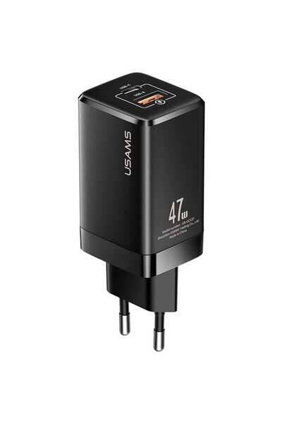 Usams Incarcator Priza Type-C PD, USB, 47W, 3A - T41 GaN Mini (US-CC137) - Black