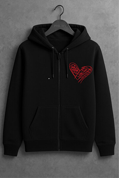 Pink Sky Unisex Printed Zipper Hooded Sweatshirt