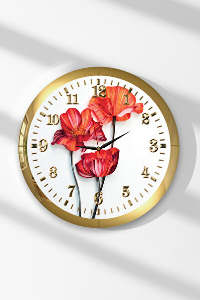 Zevahir Mobilya Dekorasyon Ceas de perete rotund din MDF cu tematică de flori...