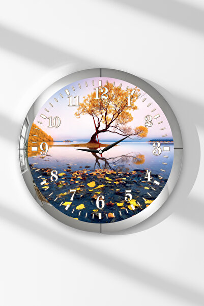 Zevahir Mobilya Dekorasyon Ceas de perete rotund din MDF cu tematică peisaj n...