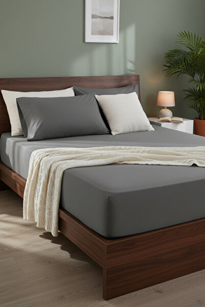 serelya King Size Combed Cotton Fitted Sheet - 100% Cotton - 200 X 200 cm