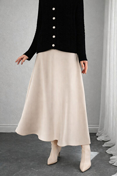 Podyum Park Kadın Scuba Etek – Yüksek Bel, A Kesim, Şık Etek