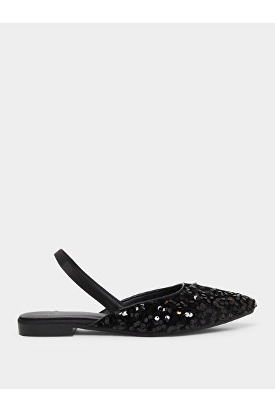 Take Two By Styli Black Sequin Flat Sandals