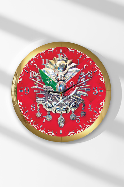 Zevahir Mobilya Dekorasyon Ceas de perete rotund din MDF cu tematică Tugra ot...