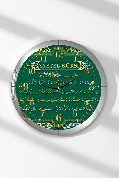 Zevahir Mobilya Dekorasyon Ceas de perete rotund din MDF cu cadru argintiu cu...