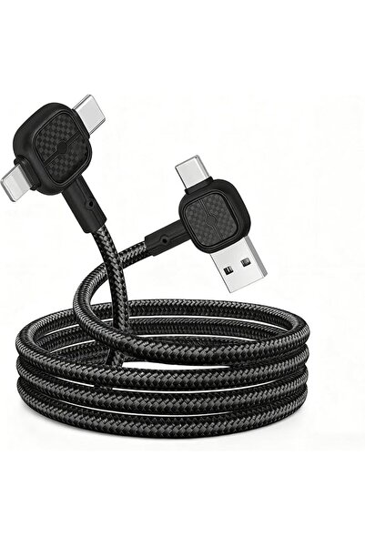 The Bros كابل متعدد الوظائف 4 في 1، يشمل USB-A وUSB-C وكابل شحن، يدعم الشحن ا...