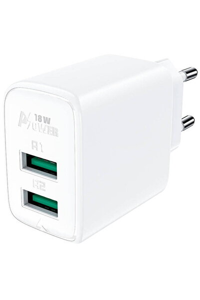 Acefast Încărcător de perete A33, 2x USB, 18W, QC3.0 (alb)