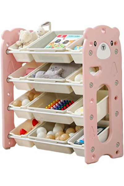 Nichiduta Garden Pink Bear children's organizer, with open shelves, on 4 leve...
