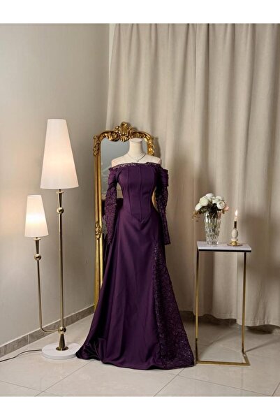 vanus fashion 6440-فستان سهرة موفي أنيق بلمسات فخمة