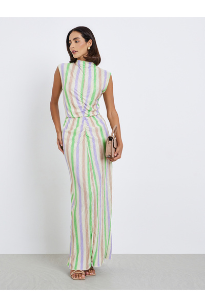 Styli Women Sleeveless Striped Maxi Dress