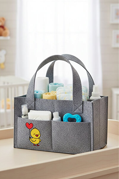 Bestchoice Figürlü Keçe Anne Bebek Bakım Çantası Yenidoğan İçin Organizer Taş...