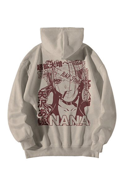 Scrovtie Unisex Cream Oversized Hoodie - Nana Black Stones Anime Printed 3 Th...