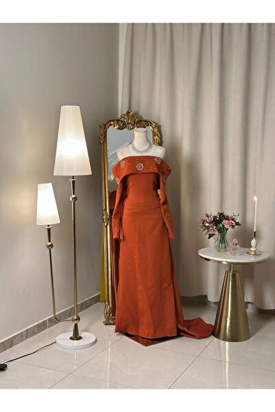 vanus fashion 6456-Luxury orange dress