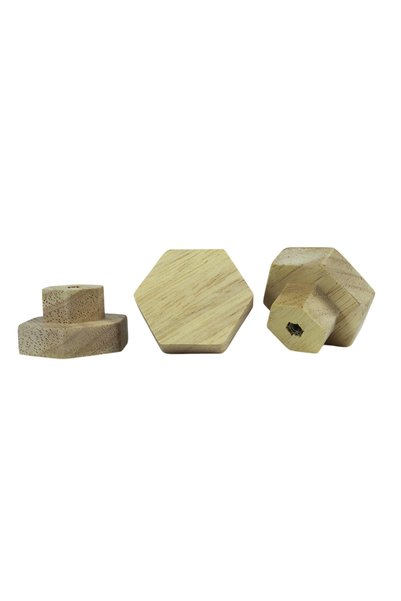 NATUREL DEKOR Wood Hexagon Cut Handle, Cabinet Drawer Handle 1 Piece, Bamboo, Wicker, Nordic, Bohemian, Modern