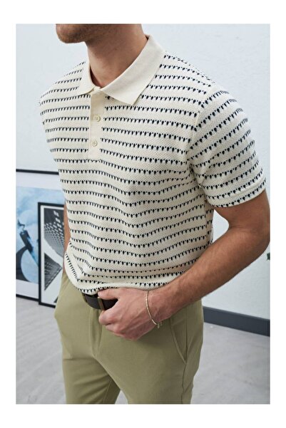 perasttesktil Мъжка тениска с поло яка и шарки